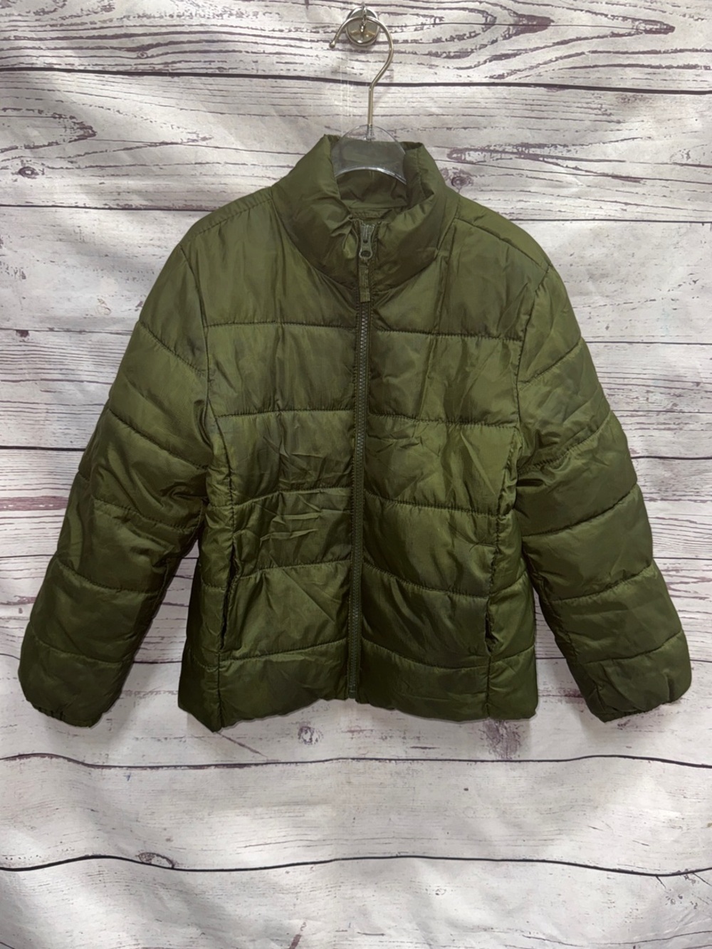 Children’s Place Olive Green Puffer Jacket - Lightweight Winter Coat Size 6
